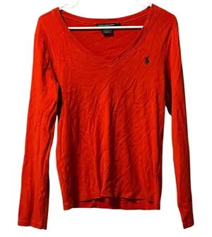 Ralph Lauren Sport Size Large V Neck‎ Red Cotton Sweater Preppy Staple Designer thumbnail 1
