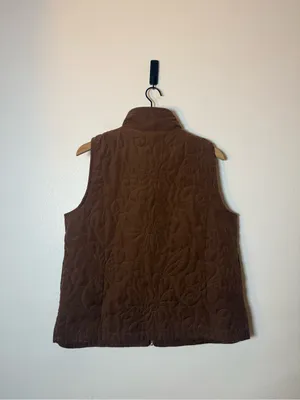 Umgee Brown Floral Quilted Zip-Up Vest‎ thumbnail 6