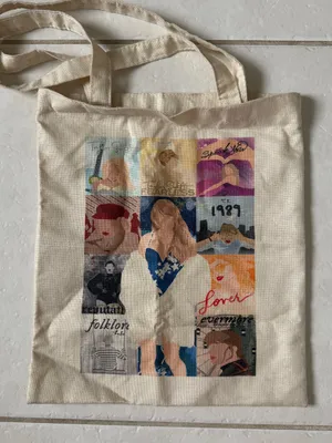 Taylor Swift Eras Canvas Tote Bag Multicolor Album Art Collage thumbnail 1