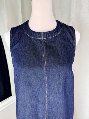 Madewell Denim Shift Dress Womens Size 2 100% Cotton Sleeveless Blue Midi thumbnail 11
