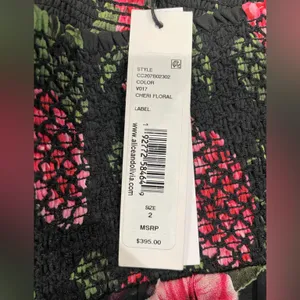 NWT ALICE + OLIVIA Zarya Asymmetrical Smocked Mini Skirt Cheri Floral Sz 2 $395‎ thumbnail 7