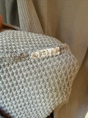 Lace Yoke Gray Long-Sleeve Knit Top with Front Twist thumbnail 9