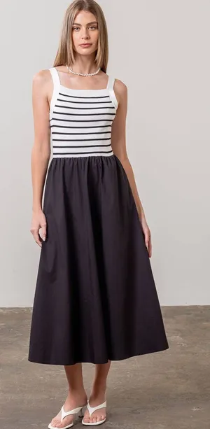 Tuckernuck Moon River Square Neck Sweater Knit Mix Media Midi Dress Size Small thumbnail 1