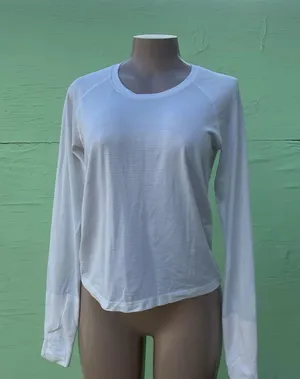 Lululemon Athletica White Fitted Long Sleeve Tee thumbnail 1