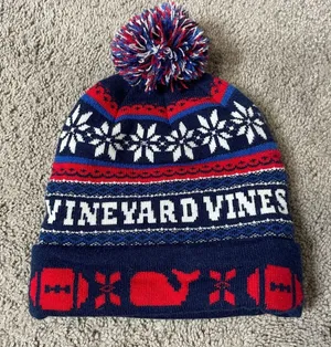 Vineyard Vines Tailgate Pom Pom‎ Knit Beanie unisex one size thumbnail 1