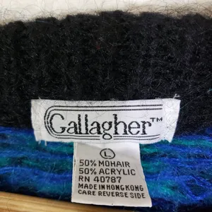Vintage Gallagher Large Blue/Purple Geometric Cozy, Fuzzy, Knit Sweater GUC thumbnail 4