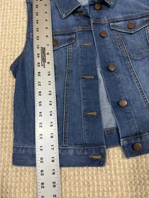 Loft Women's Cropped Button-Up Denim Vest Small thumbnail 2