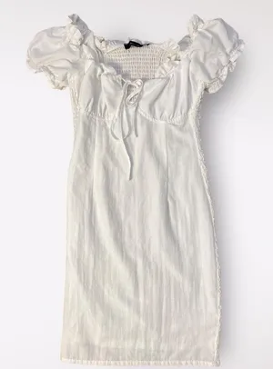 Anna Grace White Puff Sleeve Mini‎ Dress Size S thumbnail 1
