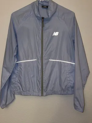 New Balance Full Zip Running Windbreaker Jacket Light Blue thumbnail 1