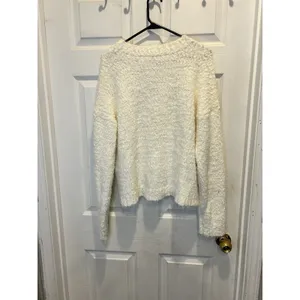 Show Me Your Mumu Womens Cropped Varsity Sweater Knubby Knit Cream Large MF9-934 thumbnail 5