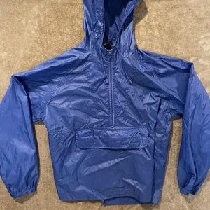 Women's TOTES Rain Coat Royal Blue Hooded With Large Pocket Size L Zipper Jacket thumbnail 1