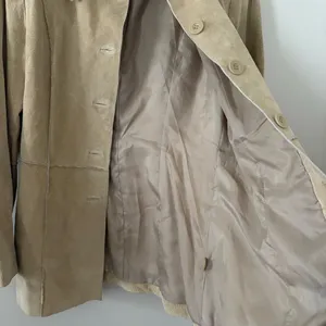 Vintage Y2K Blue Asphalt 100% leather suede jacket tan button front women size L thumbnail 6