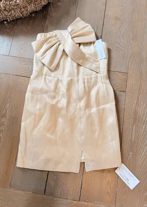 Yumi Kim Avery Dress Womens Gold‎ Brocade Strapless Bow Mini S DR-21803/238 thumbnail 1