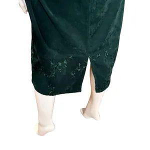 Country Wear Petite Casuals Green Faux Suede Embroidered Midi Sheath Dress PM thumbnail 6