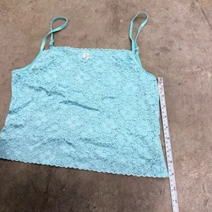 Vintage turquoise blue lace coquette y2k tank thumbnail 3