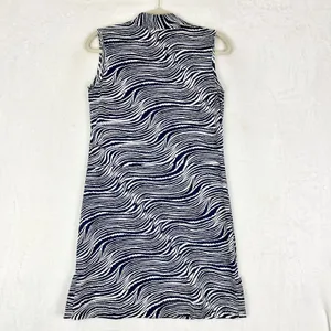 Lulu B Sleeveless Travel Dress Size Small V-Neck Upf 50+ Navy White Zebra Wave thumbnail 2