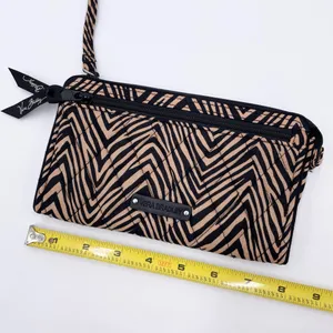 Vera Bradley Front Zip Slim Clutch Wristlet Wallet Zebra Print Quilted Cotton thumbnail 7