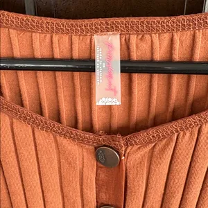 NWT Free People Movement Bella Layer Ribbed Henley Top Spiced Copper Generous XS thumbnail 7