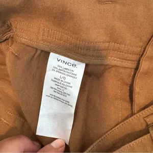 Vince Belted Linen Blend Utility Capri Pants Womens Sz L Brown Cuffed High Rise thumbnail 8