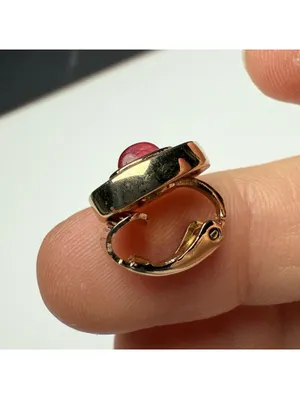 Small Christian Dior Red Glass & Rhinestone Clip-on Clip On Gold Tone Signed thumbnail 6