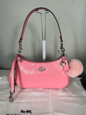 Coach Teri Shoulder Bag In Signature Leather With Heart Charm With Matching Wristlet thumbnail 7