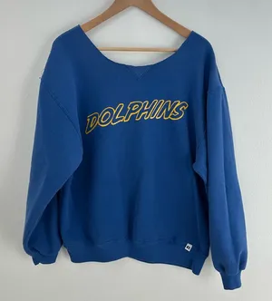 Russell Athletic Blue Dolphins off the shoulder sweatshirt thumbnail 1