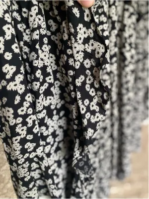 Free People Floral Mini Dress Black White Boho Cottagecore Bell Sleeve Festival‎ thumbnail 6