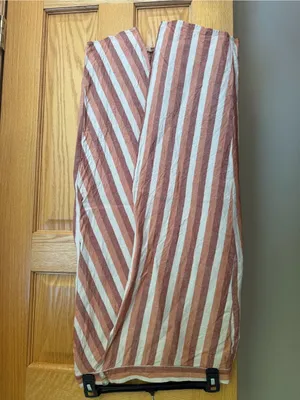 Madewell Boho Striped Linen Blend Faux Wrap Overlay Midi Skirt Small thumbnail 2