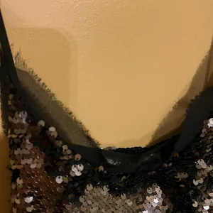 WDNY Cami Sequin Party Top Spaghetti Straps V Neck Size M Metallic NWT thumbnail 15