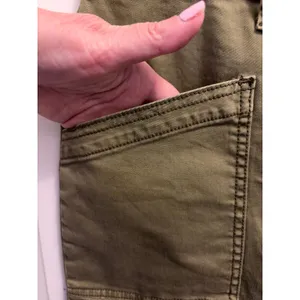 Anthropologie Green Khaki Utility Midi Skirt Button Front Cargo Pockets Size 4 thumbnail 2