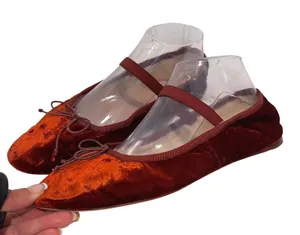 Loeffler Randall Ballet Flat Womens 8 Rust Velvet Mary Jane Bow Leonie Shoes thumbnail 1