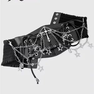 Black Corset Belt with Silver Chains thumbnail 3