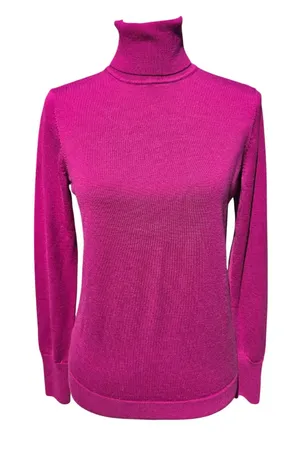 Uniqlo Womens 100% Wool Turtleneck Sweater‎ Magenta Pink Long Sleeve Medium thumbnail 1