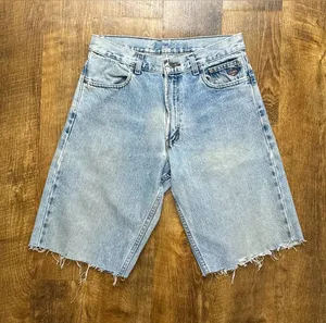 Vtg Y2K Harley-Davidson Baggy Cut Off Jorts Distressed Denim Jean Shorts Sz 31 thumbnail 1