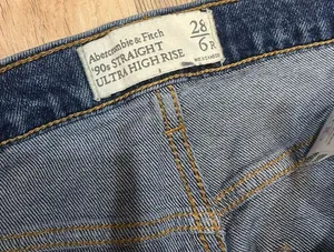 Abercrombie and Fitch 90's straight ultra high rise jeans Distressed sz 28 6 thumbnail 5