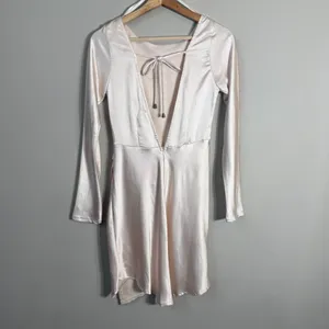 Hello Molly Expressed Permission Mini Dress Women's XS 2 Champagne Satin NWT thumbnail 12