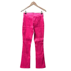 Hosbjerg Elora High Waist Pink Flare Pants Slit Hems Hot Pink Medium M NWT NEW thumbnail 3