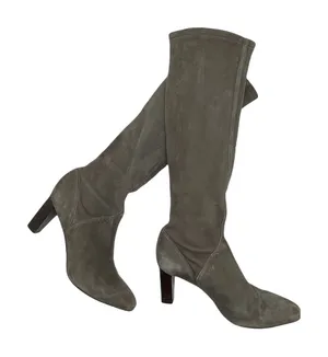 Cole Haan Women's Nike‎ Air Gray Suede Stacked Heel Tall Boots Size 8B thumbnail 1