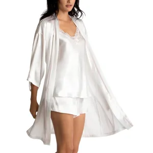 Linea Donatella Womens Bride Satin Wrap Robe BDS091 White XL thumbnail 6