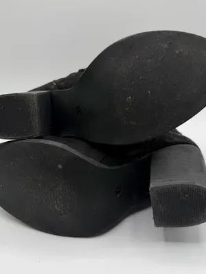 Steve Madden Lauuren Boots Womens 6.5 Black Leather Lace Up Block Heel thumbnail 6