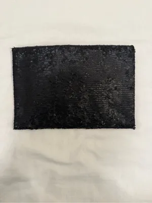 BCBGMaxAzria Black Sequin Envelope Clutch with Silver Bar thumbnail 2