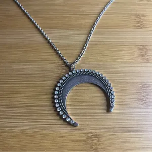 Silver Crescent Moon Pendant Necklace thumbnail 2
