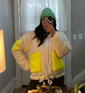 FREE PEOPLE Outta Left Field Jacket in Neon Green Size Small thumbnail 4