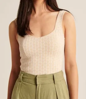 Abercrombie Jacquard Elevated Knit Soft V-Neck Tank NWT thumbnail 1