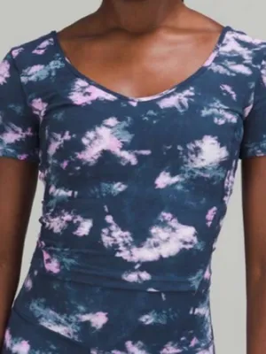 EUC Lululemon Align Tee Circulate Tie-Dye Mineral Blue Multi Size 16 thumbnail 1