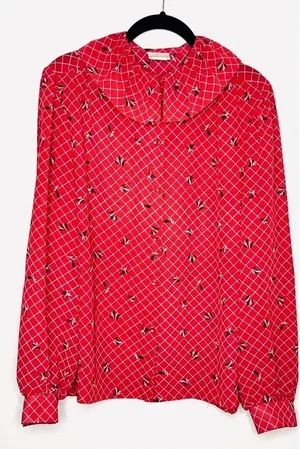 Vintage 70s Koret Flounced Ruffle Collar Blouse Size 12 thumbnail 1