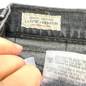 Levis Premium‎ 501 Jeans Women 27x 28 Black Denim Button Fly Straight Distressed thumbnail 8