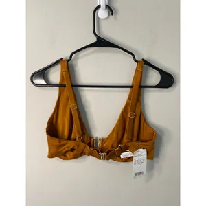 NWT Calzedonia Shiny Satin Bikini Top Sugar Brown Size Large thumbnail 3