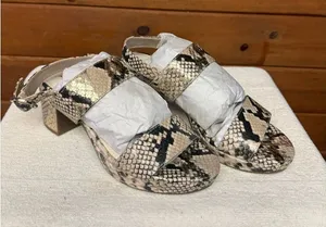 Anne Klein faux leather snakeskin block heel sandals Sz 7.5 NIB thumbnail 1