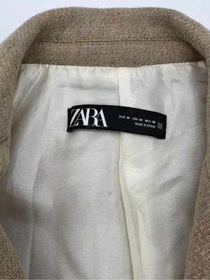 Zara Made in Spain Structured Longline Blazer Coat Beige Tan NWOT Size M thumbnail 7